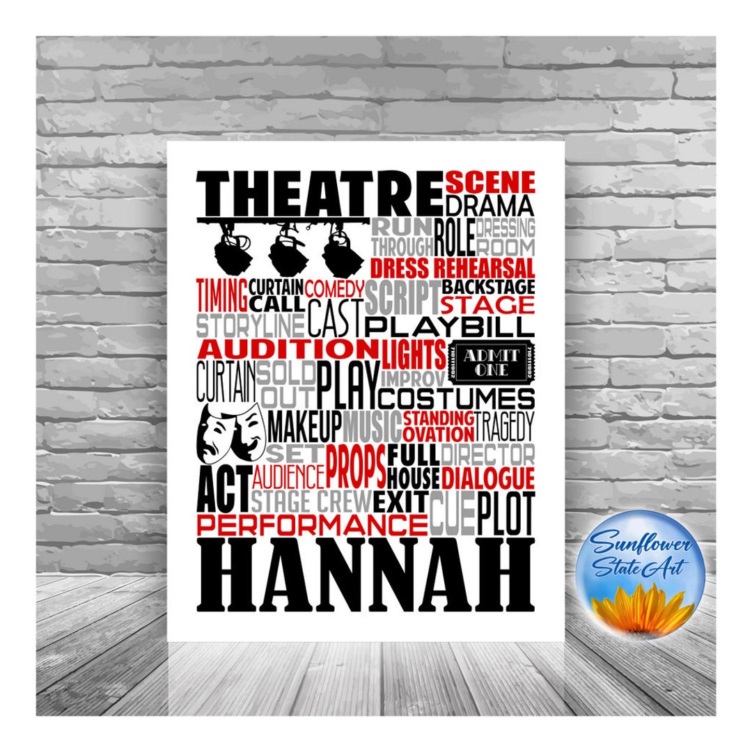 Theater Gift, Musical Theatre, Theater Typography, Personalized Theater