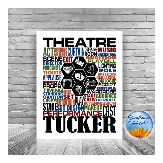 Drama Class Teacher Gift, Theater Poster, Theatre Gift, Gift for Actor, Acting Gift, Personalized Theatre Print, Theater Decor, Theater Nerd