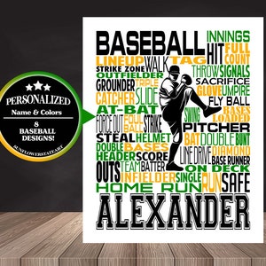 Baseball Poster, Left Handed Pitcher, Baseball Word Art, Baseball Pitcher Art Print, Baseball Team Gift, Gift for Baseball Players