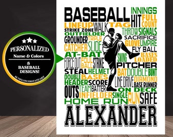 Baseball Typography, Left Handed Pitcher, Baseball Gift Ideas, Baseball Pitcher Art Print, Baseball Team Gift, Gift for Baseball Players