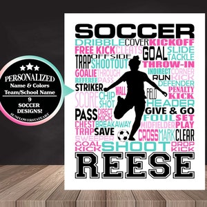 Soccer Poster, Soccer Wall Art for Girls, Soccer Word Art, Soccer Coach Gift, Soccer Senior Night, Soccer Team Gift, End of Year Gifts