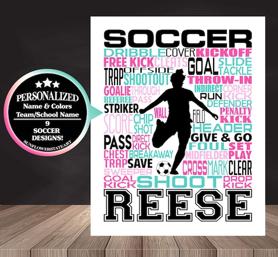 Soccer Poster, Soccer Wall Art for Girls, Soccer Word Art, Soccer Coach Gift, Soccer Senior Night, Soccer Team Gift, End of Year Gifts