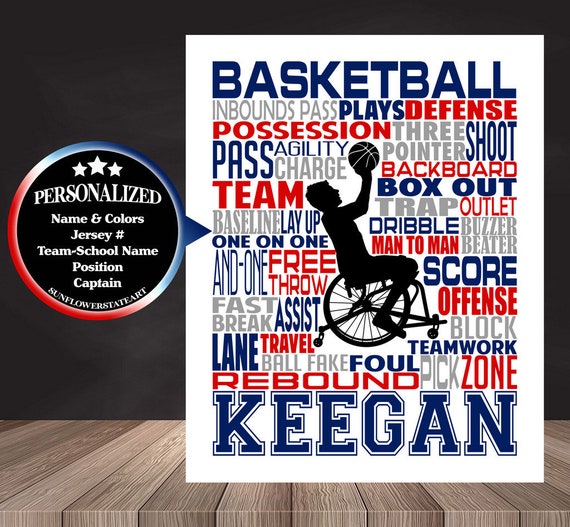 Wheelchair Basketball Player Gift, Personalized Wheelchair Basketball Poster, Wheelchair Basketball typography, Adaptive Sports gift
