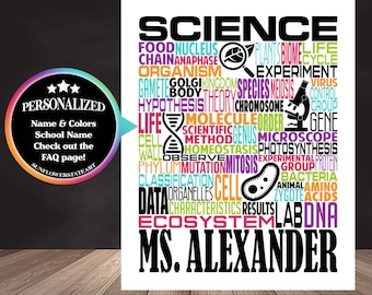 Science Teacher Poster, Science Word Art, Science Teacher Gift, Gift for Science Teacher, Biology Teacher Gift