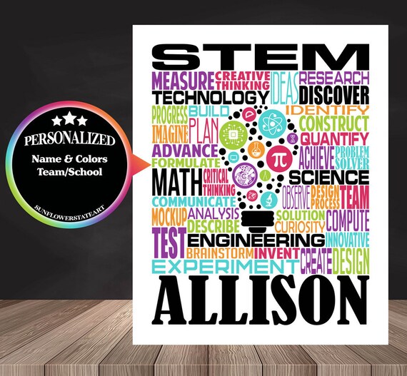 Personalized STEM Poster, Stem Teacher Gift, Steam Teacher, Science Teacher, Technology, Engineering and Math Teacher, Steam Poster