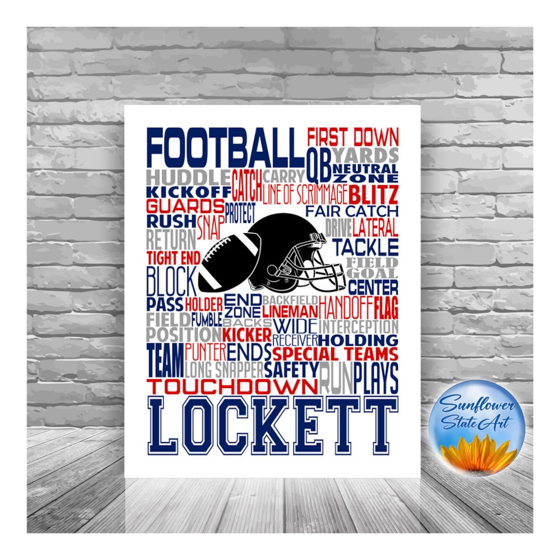 Football Gift for Him Personalized Football Print Football Etsy