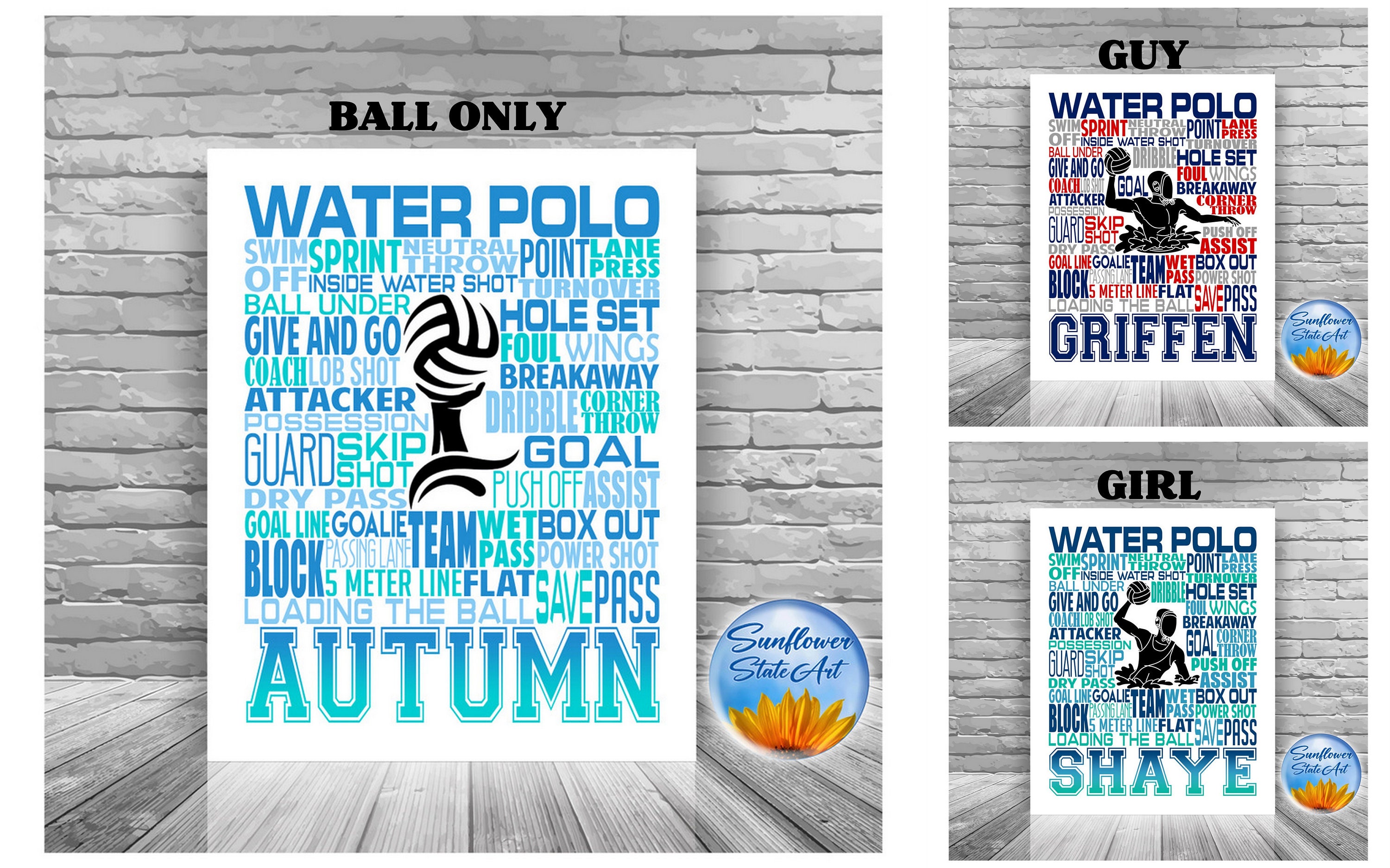 Water Polo Typography, Personalized Water Polo Poster, Gift For Water