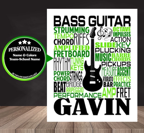 Personalized Bass Guitar Poster, Bass Guitar Typography, Guitar Player Gift, Bass Guitar Gift, Electric Guitar Gift, Gift for Guitar Player