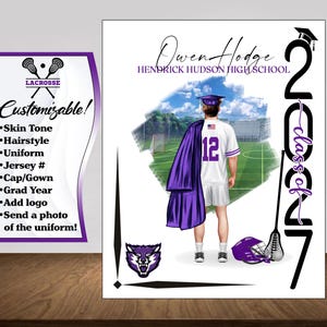 Lacrosse Poster, Lacrosse Graduation Gift, Senior Night Gift, Graduation Table Decor, Signing Day Gift, Personalized Lacrosse Team Gift  RJ