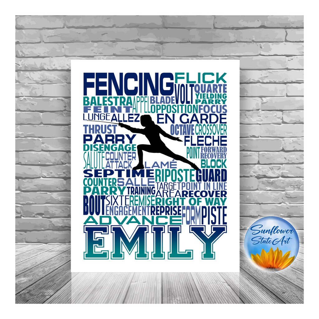 Personalized Fencer Poster, Gift for Fencer, Fencing Art, Fencer Art