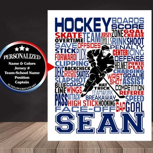 Hockey Poster, Ice Hockey Player Gift, Gift for Hockey, Hockey Team Gift, Hockey Art, Hockey Print, Hockey Word Art
