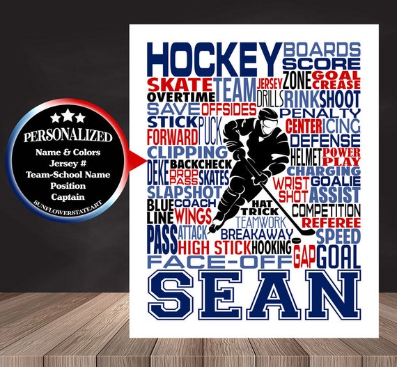 Ice Hockey Typography, Hockey Player Gift, Gift for Hockey, Hockey Team Gift, Hockey Art, Hockey Print, Hockey Wall Art