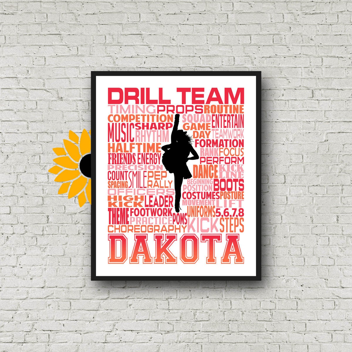 Personalized Drill Team Poster, Gift for Drill Team, Dancing Art