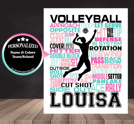 Volleyball Player Gift, Volleyball Word Art, Volleyball Team Gift, Volleyball Poster, Personalized Volleyball Poster, Girls Volleyball Gift