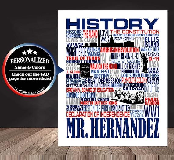 History Teacher Sign, History Classroom Poster, History Lover Gift, US History Signs