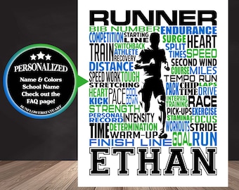 Personalized Running Poster, Gift for Runners, Runner Typography, Gift for Runner, Runner Print 26.2 Gift Ideas for Runners, Runner Art