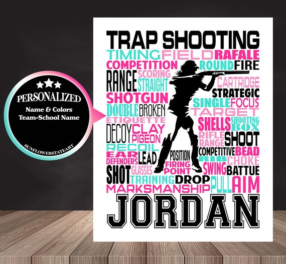 Gift for Trap Shooter, Personalized Trap Shooting Poster, Trap Shooter Gift Ideas, Skeet Shooting Poster, Trap Shooter Typography