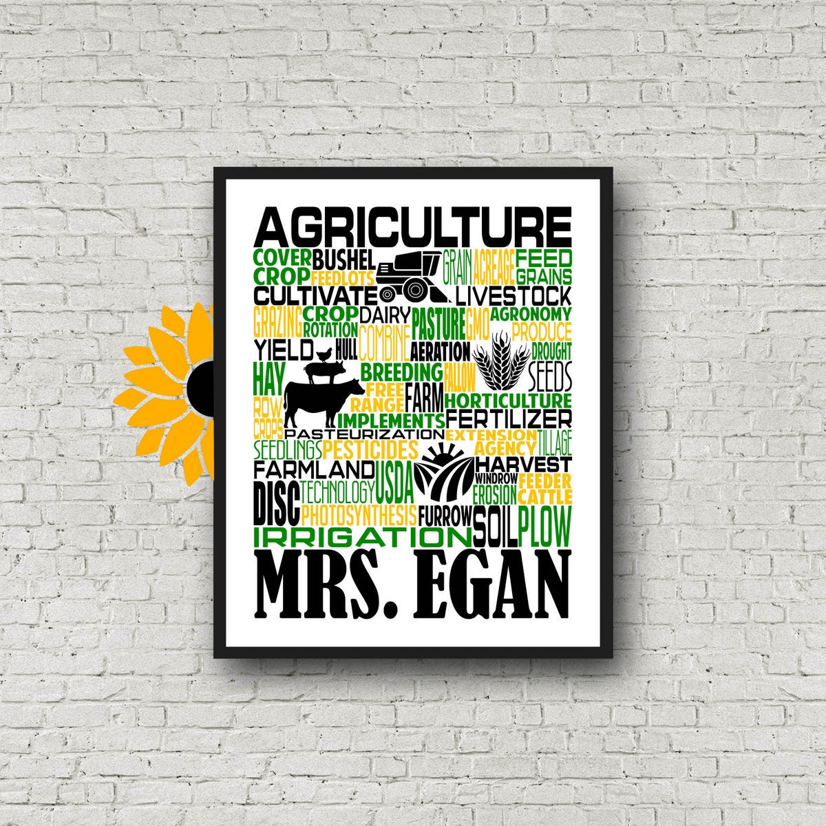 Gift for Agriculture Teacher, Gift for Farmer, Farming Typography, Farmer Poster, Personalized