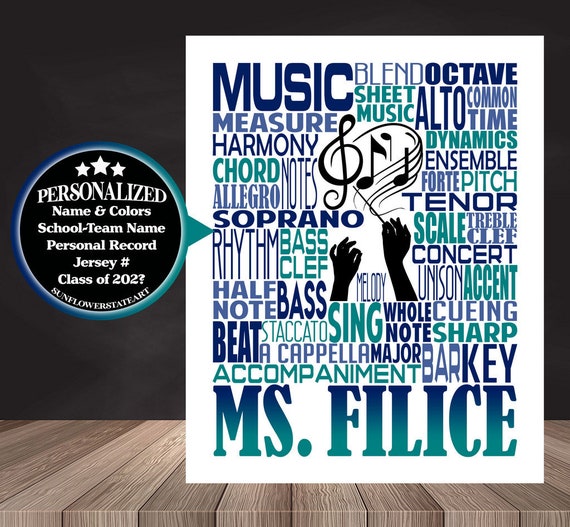 Music Teacher Typography, Choir Teacher Gift, Gift for Music Teacher, Choir Director, Conductor Gift, Chorale Gift,Personalized Choir Poster