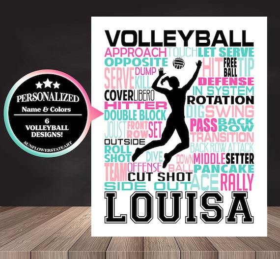 Volleyball Player Gift, Volleyball Word Art, Volleyball Team Gift, Volleyball Poster, Personalized Volleyball Poster, Girls Volleyball Gift