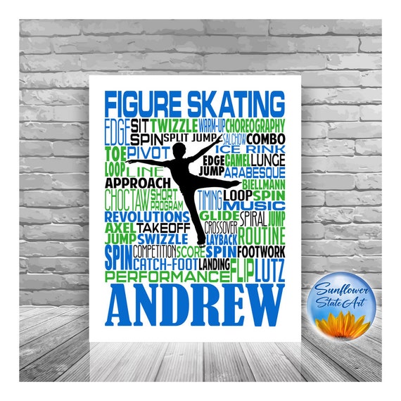 Personalized Ice Skating Typography, Ice Skating Poster, Figure Skater Gift, Ice Skater, Ice Skating, Gift for Ice Skater, Gift for Skater