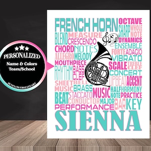 French Horn Poster, French Horn Sign, French Horn Player Gift, French Horn Gift, Band Gift, Gift for French Horn Player