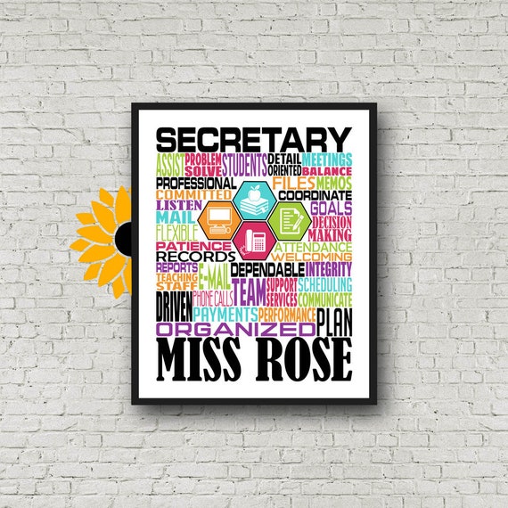 Personalized School Secretary Poster Secretary Gift Office Etsy