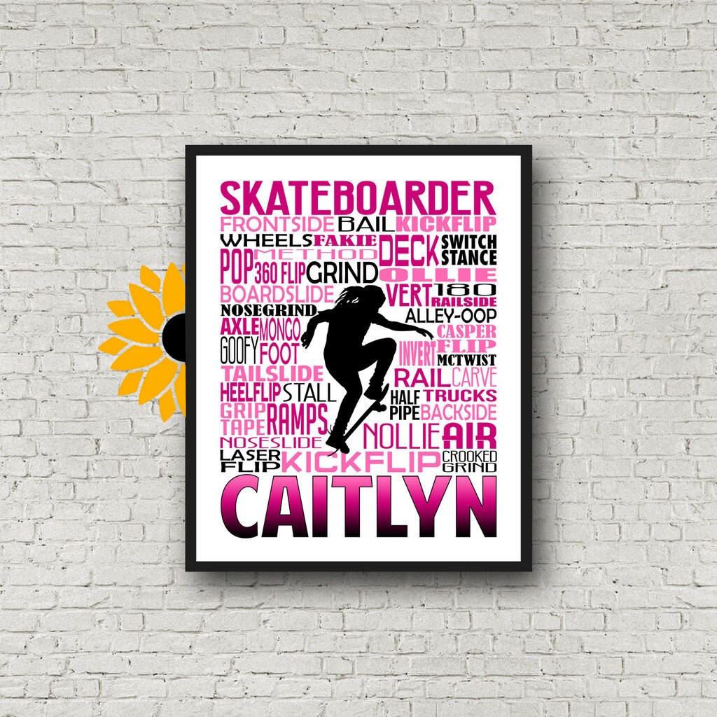 Personalized Skateboarding Poster, Gift for Skateboarder, Skateboarding