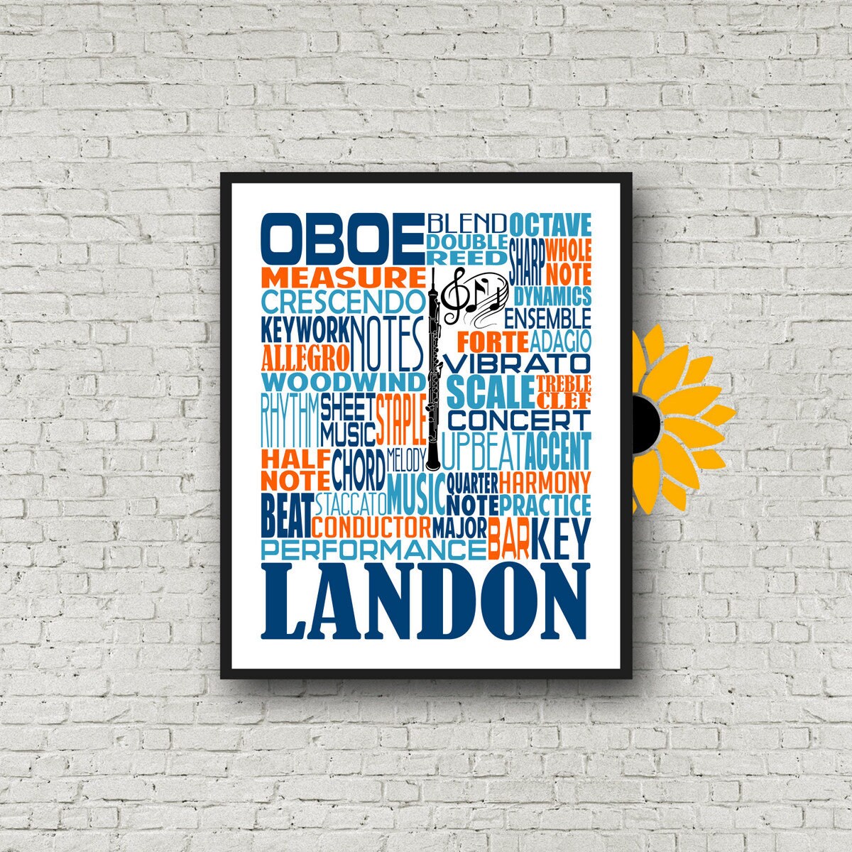 Personalized Oboe Poster, Oboe Typography, Oboe Player Gift, Oboe Gift