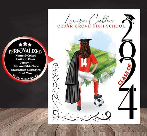 Soccer Poster, Soccer Graduation Gift, Senior Night Gift, Graduation Table Decor, Signing Day Gift, Personalized Soccer Team Gift