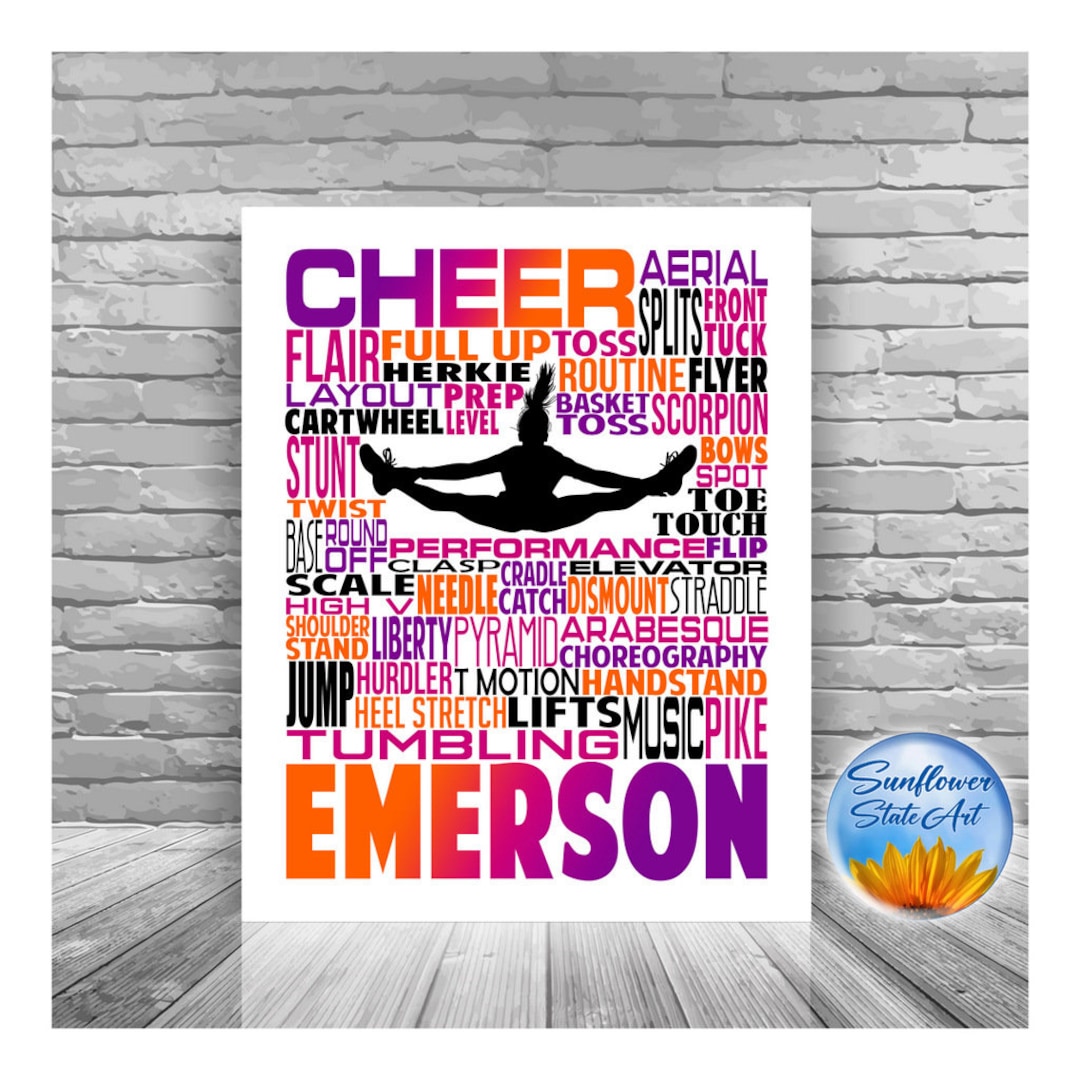 Cheerleading Word Art Cheer Poster Personalized Cheerleader Etsy