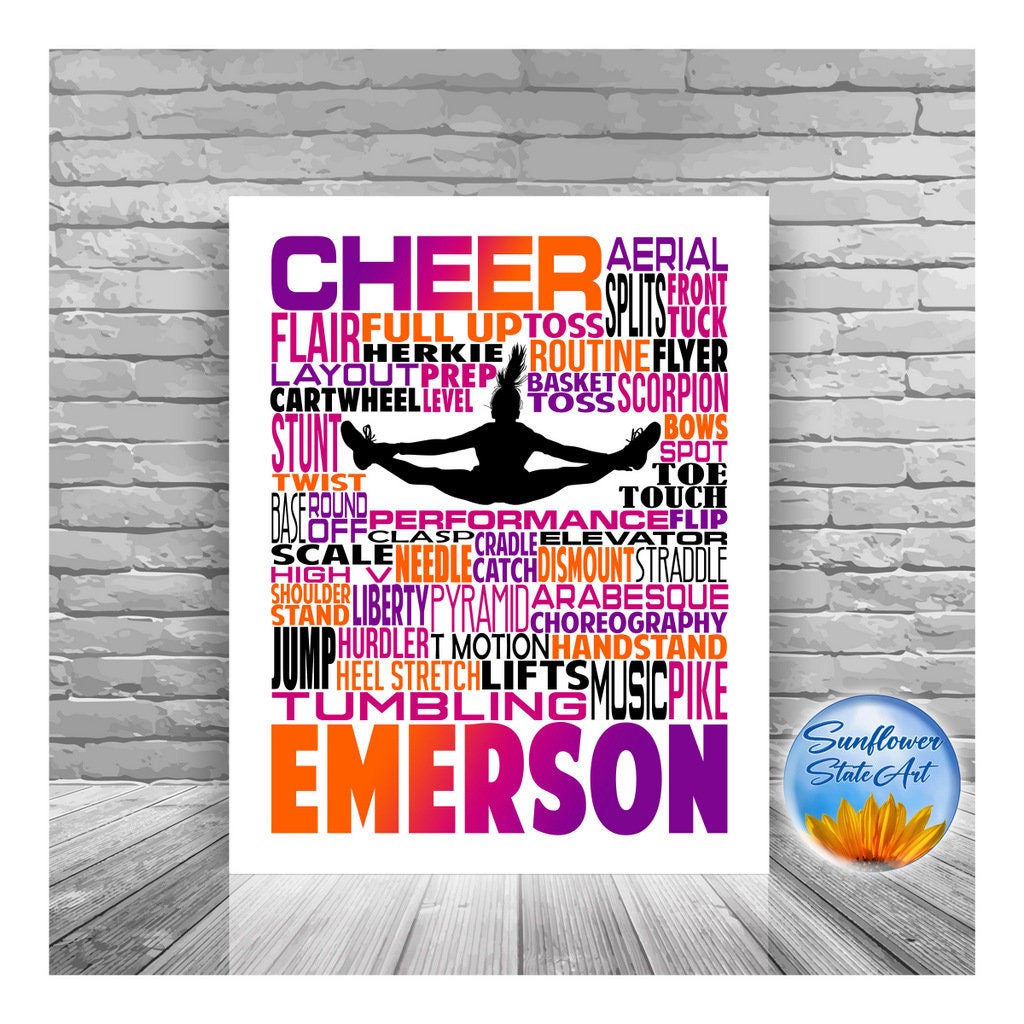 Cheerleading Word Art, Cheer Poster, Personalized Cheerleader Art