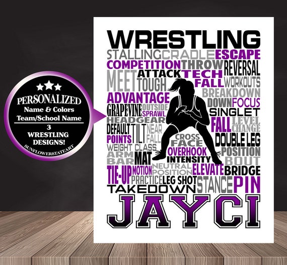 Personalized Wrestling Poster, Female Wrestling Poster, Personalized Girl Wrestler Poster,  Wrestling Typography, Wrestling Team Gift