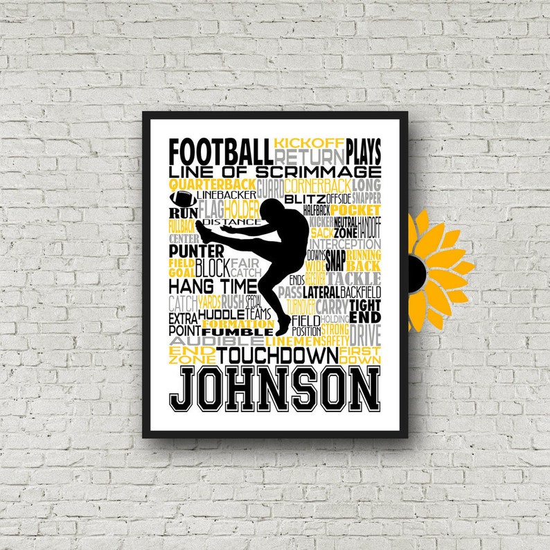 Football Gift for Him Personalized Football Print Football Etsy