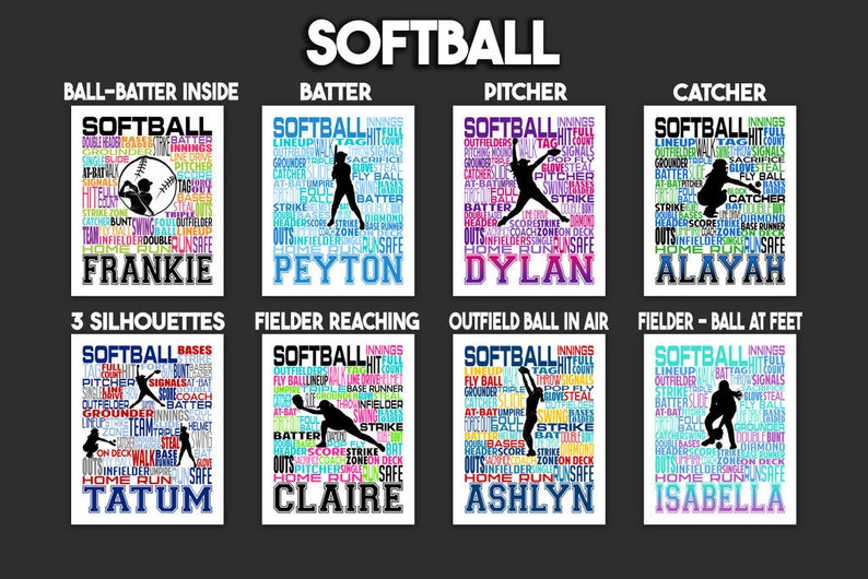 Softball Gift, Softball Art, Softball Word Art, Softball, Gift for Softball Player, Softball Personalized, Detailed Softball Pitcher Bild 2