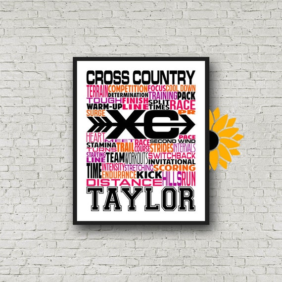 Cross Country Team, Personalized Cross Country Poster, Gift for Runners, Cross Country Typography, Marathon Gift, 26.2 13.1, Gift for Runner