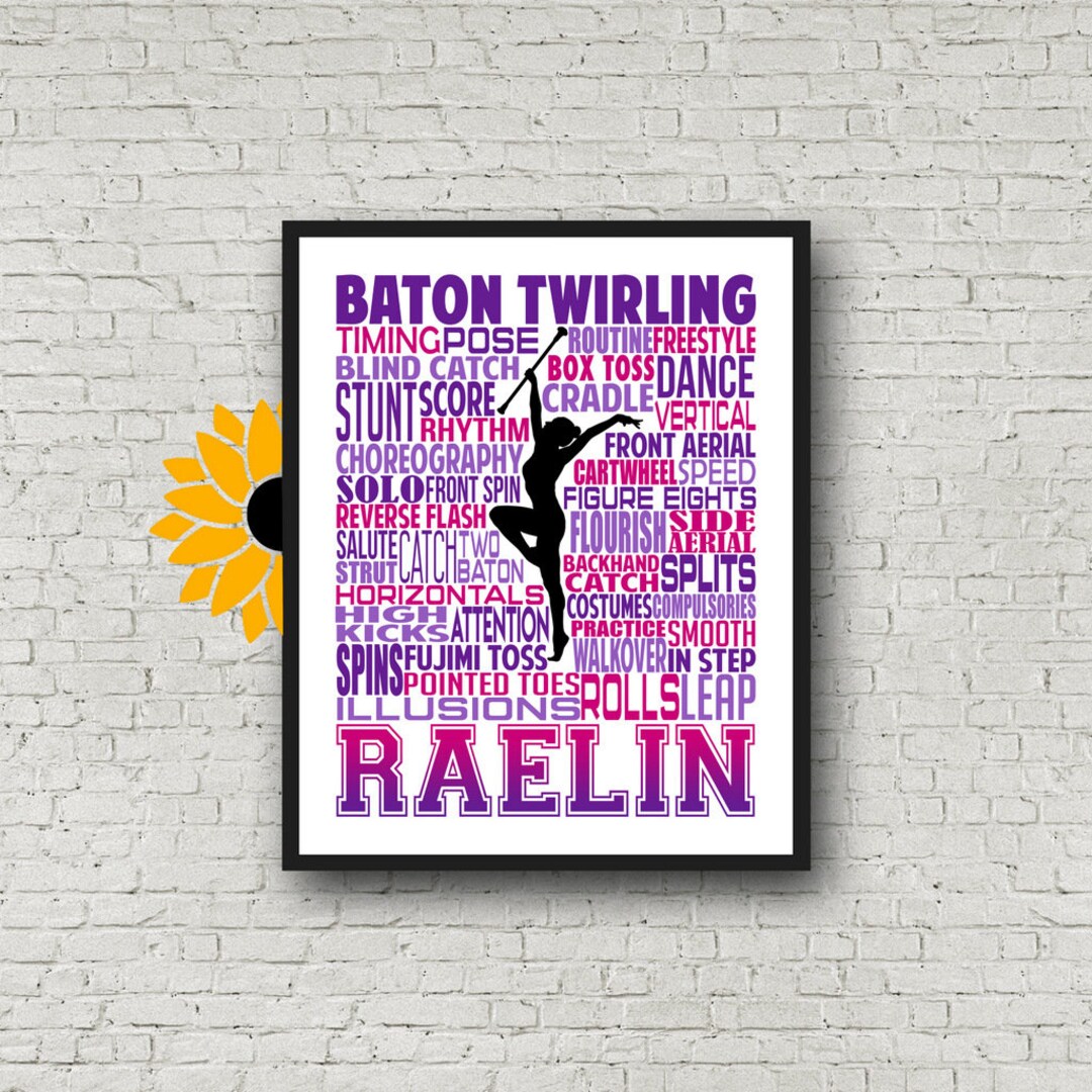 Personalized Baton Twirling Poster Baton Twirling Typography - Etsy