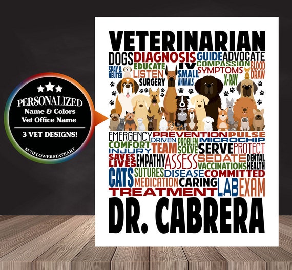 Vet Gift, Personalized Veterinarian Poster, Veterinarian Typography, Gift for Veterinarian, Vet Typography, Gift for Veterinarian