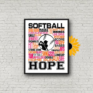 Personalized Softball Poster Typography Softball Gift Ideas | Etsy