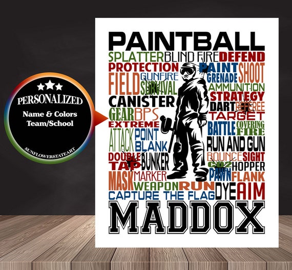 Personalized Paintball Poster, Paintball Birthday, Paintball Print, Paintball Personalized, Paintball Decor, Paintball Typography