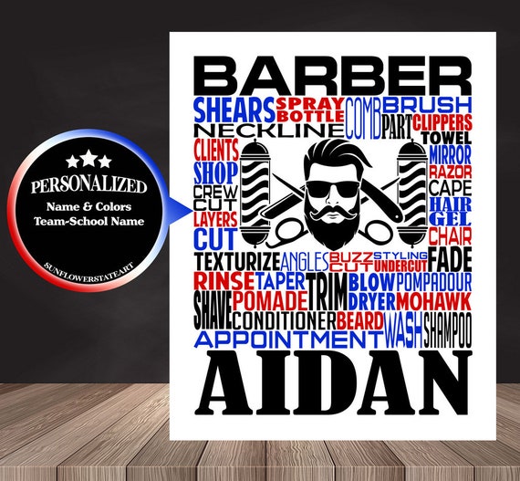 Personalized Barber Poster, Barbershop Typography, Gift for Barber, Barber Gift, Barbershop Gift, Hair Stylist Gift, Barber School Gift