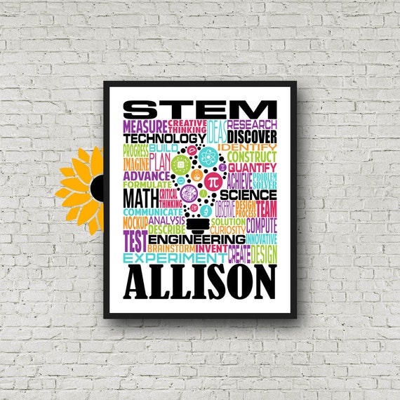 Personalized STEM Poster, Stem Teacher Gift, Steam Teacher, Science Teacher, Technology, Engineering and Math Teacher, Steam Poster