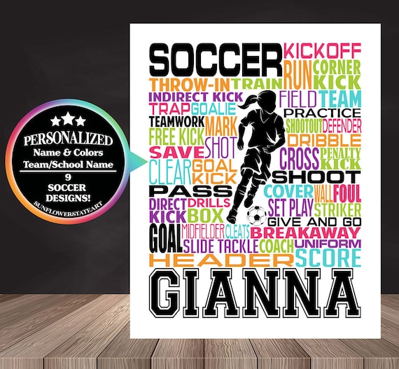 Soccer Word Art Poster, Soccer Sign, Soccer Birthday Gift, Gift for Soccer Player, Soccer Art, Soccer Print, Soccer Coach, Soccer Team Gift