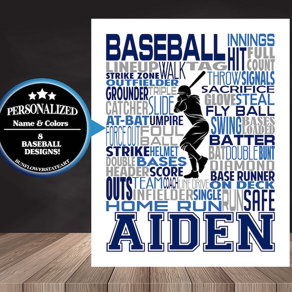 Personalized Baseball Poster, Baseball Gift Ideas, Baseball Pitcher Art Print, Baseball Team Gift, Typography, Gift for Baseball Players