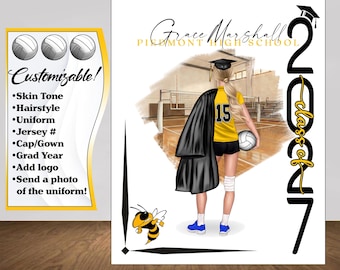 Volleyball Poster, Volleyball Graduation Gift, Senior Night Gift, Graduation Table Decor, Signing Day, Personalized VolleyballTeam Gift  RJ