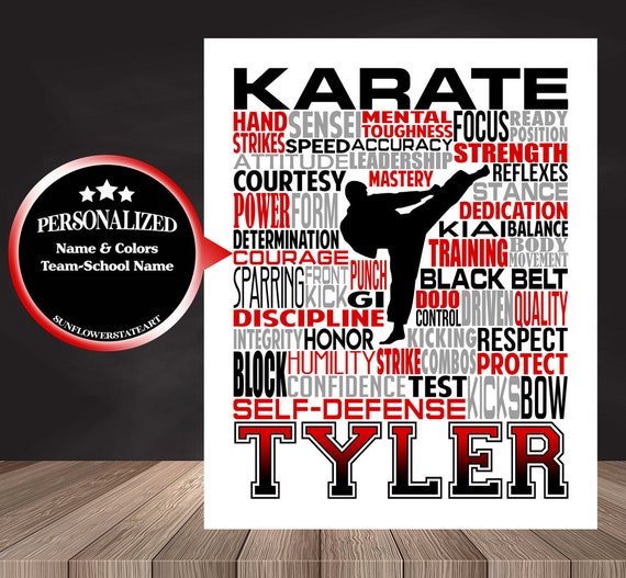 Personalized Karate Poster, Karate Typography, Karate Gift, Gift for Karate, Karate Art, Karate Print, Karate Team Gift