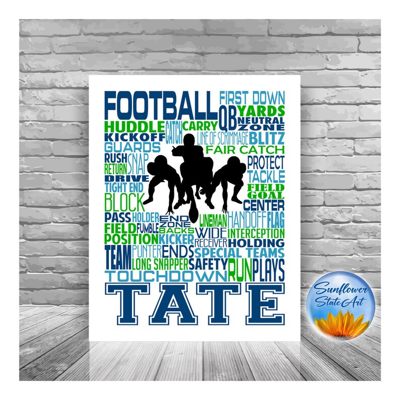 Football Gift for Him Personalized Football Print Football Etsy