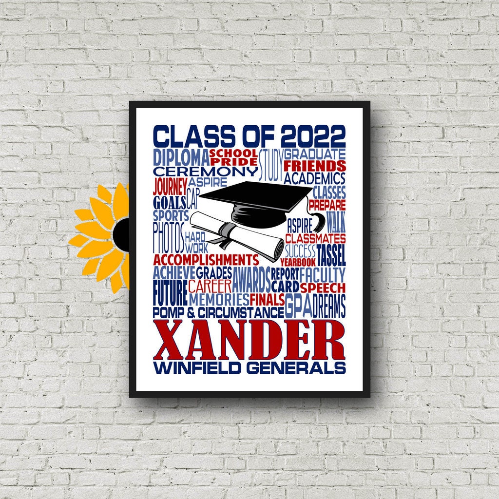Class of 2021, Graduation Typography, Personalized Graduation Print