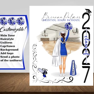 Cheerleader Graduation Poster, Cheer Print Senior Night Gift, Graduation Table Decor, Signing Day, Personalized Cheerleading Team Gift  RJ