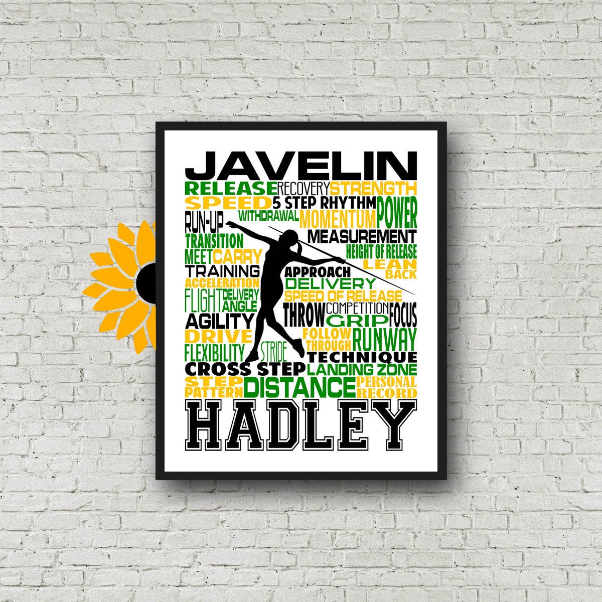 Personalized Javelin Thrower, Track and Field Art, Javelin Poster